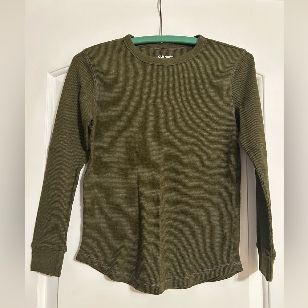 Boys Old Navy Green Long Sleeve Thermal Casual Fit